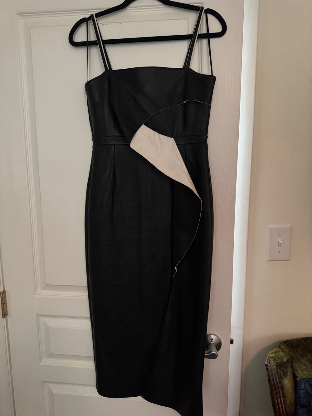 French Connection Black Faux-Leather Ruffle Midi Dress - Women